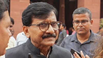 Shiv Sena (UBT) MP Sanjay Raut at the Parliament House complex during the first session of the 18th Lok Sabha, in New Delhi, Wednesday, June 26, 2024. (PTI) Shiv Sena (UBT) MP Sanjay Raut at the Parliament House complex during the first session of the 18th Lok Sabha, in New Delhi, Wednesday, June 26, 2024. (PTI)