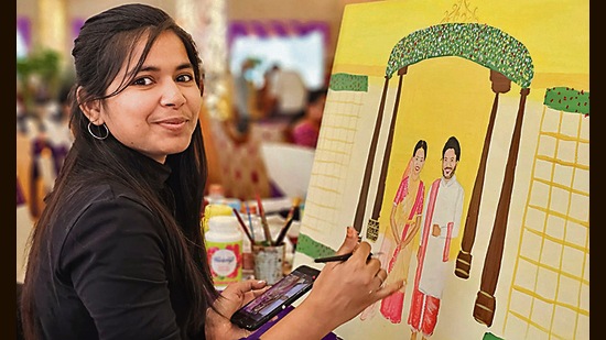 Keerthana Adepu at work in Hyderabad. Keerthana Adepu at work in Hyderabad.