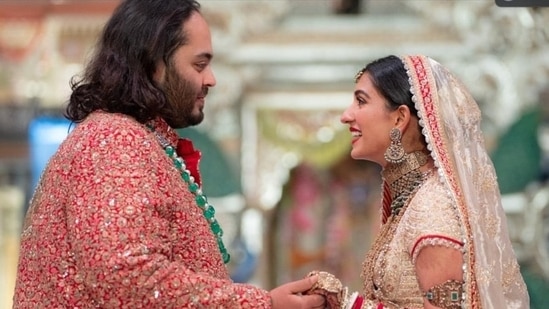 First pic of Anant Ambani and Radhika Merchant at their wedding which took place on July 12. 