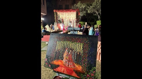 A live painting created by lawyer-turned-artist Noor.