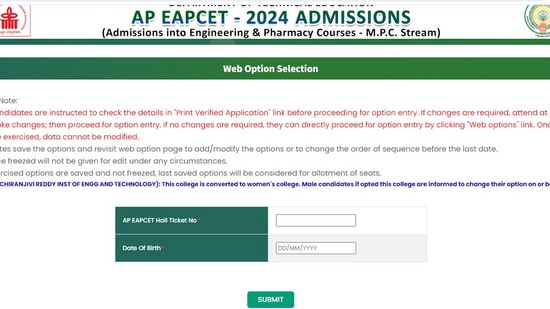 AP EAMCET Counselling 2024: Direct link to modify web options given below. Deadline ends today. 