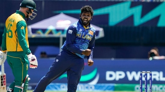 Sri Lanka's Wanindu Hasaranga during T20 World Cup 2024(AFP)