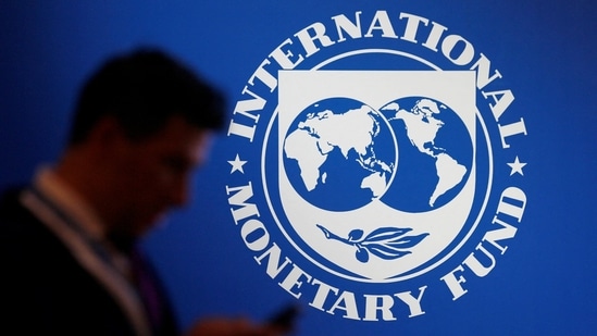 &nbsp;A participant stands near a logo of IMF at the International Monetary Fund - World Bank annual meeting &nbsp;in Nusa Dua, Bali, Indonesia.(REUTERS)