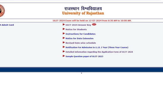 ULET 2024 Answer Key released at ulet.univraj.org. Download via direct link. 