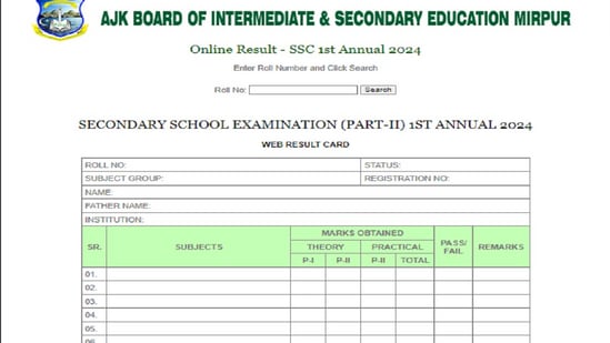 AJKBISE SSC Result 2024: Class 10 results declared, direct link here