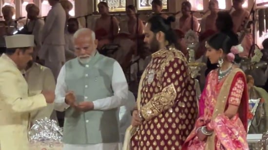 PM Narendra Modi at Anant Ambani and Radhika Merchant's Shubh Ashirwad ceremony,