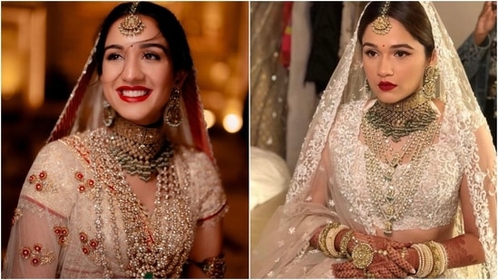 Radhika Merchant wore her sister Anjali Merchant's wedding jewellery to marry Anant Ambani. 