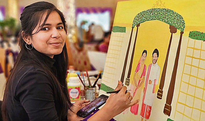 Keerthana Adepu at work in Hyderabad.