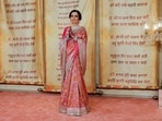 Nita Ambani, wife of Mukesh Ambani, poses for pictures on the red carpet.(REUTERS)