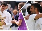 Carlos Alcaraz defeated Novak Djokovic 6-2, 6-2, 7-6 (4) in the Wimbledon men’s final(AP-Reuters) Carlos Alcaraz defeated Novak Djokovic 6-2, 6-2, 7-6 (4) in the Wimbledon men’s final(AP-Reuters)