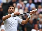 Serbia's Novak Djokovic celebrates after winning his semi final match against Italy's Lorenzo Musetti 
