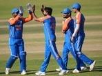 Indian players celebrate a wicket during the T20 cricket match between Zimbabwe and India at the Harare Sports club(AP) Indian players celebrate a wicket during the T20 cricket match between Zimbabwe and India at the Harare Sports club(AP)