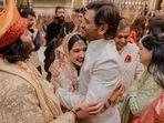 MS Dhoni congratulates Radhika Merchant with a warm hug after her wedding to Anant Ambani. (Instagram/@mahi7781) MS Dhoni congratulates Radhika Merchant with a warm hug after her wedding to Anant Ambani. (Instagram/@mahi7781)