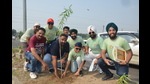 Volunteers of Sambhav Foundation during the tree plantation drive in Ludhiana to mark 10th anniversary of earth hour in Ludhiana on Sunday. (Gurpreet Singh/HT) Volunteers of Sambhav Foundation during the tree plantation drive in Ludhiana to mark 10th anniversary of earth hour in Ludhiana on Sunday. (Gurpreet Singh/HT)