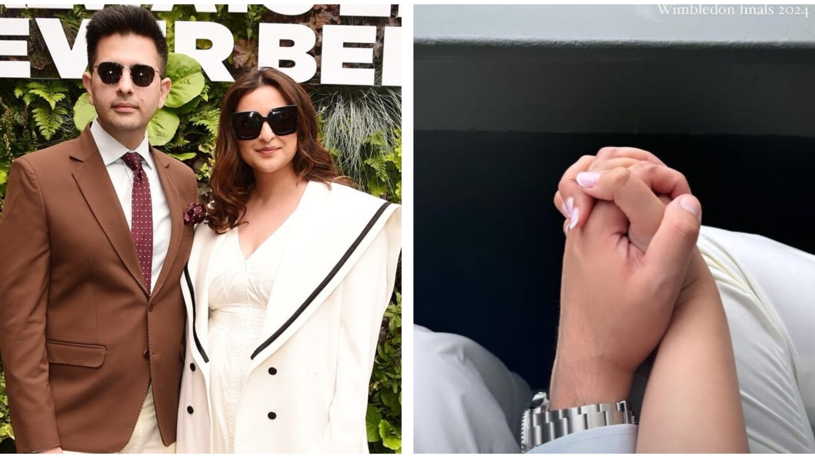 Parineeti Chopra, Raghav Chadha rock stylish outfits, maintain palms as they watch Wimbledon 2024 finals. See pics