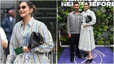 Sonam Kapoor stuns in a chic Bottega Veneta outfit at Wimbledon 2024 finals (Instagram) Sonam Kapoor stuns in a chic Bottega Veneta outfit at Wimbledon 2024 finals (Instagram)