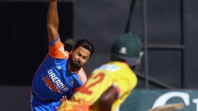 Mukesh got the breakthrough for India off just the third ball of the first over. Mukesh then dismissed Brian Bennett but Tadiwanashe Marumani and Dion Myers briefly kept Zimbabwe in the game. (AFP) Mukesh got the breakthrough for India off just the third ball of the first over. Mukesh then dismissed Brian Bennett but Tadiwanashe Marumani and Dion Myers briefly kept Zimbabwe in the game. (AFP)