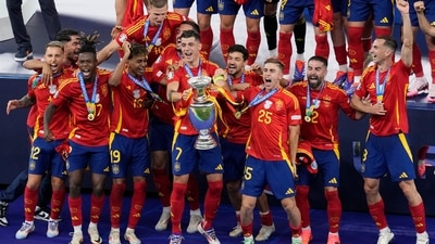 Spain's Alvaro Morata lifts the trophy after winning the final match against England at the Euro 2024 soccer tournament in Berlin, Germany (AP) Spain's Alvaro Morata lifts the trophy after winning the final match against England at the Euro 2024 soccer tournament in Berlin, Germany (AP)