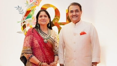 National Congress Party's working president Prafful Patel attended the wedding in a white kurta-pyjama-Nehru jacket with a red pocket square. He was accompanied by his wife, Varsha Patel, who chose a traditional attire for the occasion. National Congress Party's working president Prafful Patel attended the wedding in a white kurta-pyjama-Nehru jacket with a red pocket square. He was accompanied by his wife, Varsha Patel, who chose a traditional attire for the occasion.