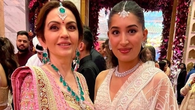 Nita Ambani with Julia Chafe at Anant Ambani's wedding celebrations. (Instagram/juliachafe)