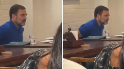 Rahul Gandhi was spotted at a pizzeria in Delhi in a viral video. (X) Rahul Gandhi was spotted at a pizzeria in Delhi in a viral video. (X)