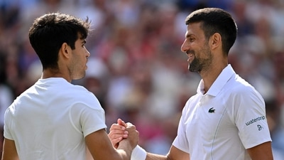 Winner Spain's Carlos Alcaraz (L) shakes hands with Serbia's Novak Djokovic (R) at the end of their Wimbledon men's singles final (AFP) Winner Spain's Carlos Alcaraz (L) shakes hands with Serbia's Novak Djokovic (R) at the end of their Wimbledon men's singles final (AFP)