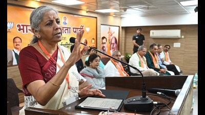 Union finance minister Nirmala Sitharaman addressing the state executive meeting of the Chandigarh BJP on Sunday. (HT Photo) Union finance minister Nirmala Sitharaman addressing the state executive meeting of the Chandigarh BJP on Sunday. (HT Photo)
