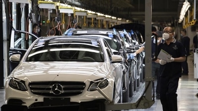 Mercedes-Benz India currently assembles its flagship electric luxury sedan EQS at its Chakan unit (Representational photo/AP) Mercedes-Benz India currently assembles its flagship electric luxury sedan EQS at its Chakan unit (Representational photo/AP)