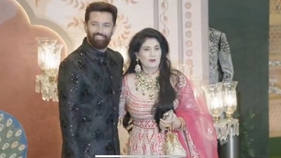 Chirag Paswan, former actor and Union Minister for Food Processing Industries, also wore a black bandhgala to the wedding. He was accompanied by his mother Reena Paswan.&nbsp; 