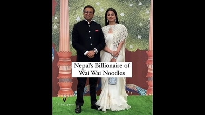 Varun Chaudhary with his wife Anushree Tongya at Anant and Radhika's wedding. (Instagram/@vbollywood_official) Varun Chaudhary with his wife Anushree Tongya at Anant and Radhika's wedding. (Instagram/@vbollywood_official)
