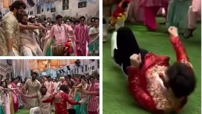 Ranveer Singh and Veer Pahariya performed a unique Nagin dance at Ambani wedding. Ranveer Singh and Veer Pahariya performed a unique Nagin dance at Ambani wedding.