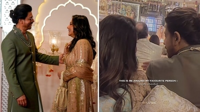 Shah Rukh Khan-Gauri Khan were seen chatting during Anant-Radhika's pheras.