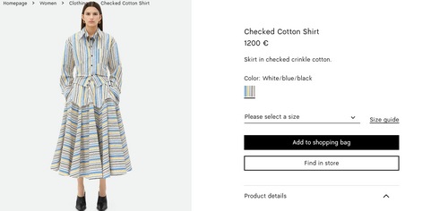 Her stylish shirt comes with a price tag of €1,200 which is ₹1.09 lakh. (www.bottegaveneta.com) Her stylish shirt comes with a price tag of €1,200 which is ₹1.09 lakh. (www.bottegaveneta.com)