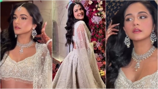 Anjali Merchant shines bright in silver ensemble at wedding reception(Instagram)