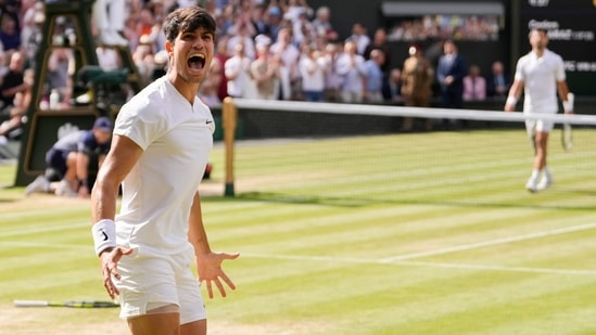 Novak Djokovic tried to bounce back in the third set but Carlos Alacaraz clinched the game in the tie-breaker to beat him in the straight sets.(AP)