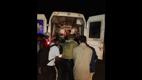 Onlookers immediately alerted the police, who arrived at the scene and determined Kaka had died on the spot. Lakhwinder was rushed to GMCH, Sector 32, Chandigarh, where he succumbed to his injuries. (HT Photo)