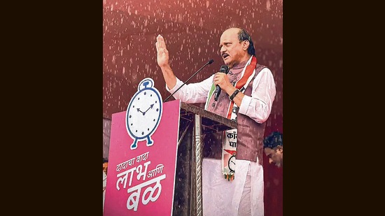Pawar said the Ladki Bahin scheme (for financial assistance to women), and measures like three free LPG cylinders, free college education for girls, free electricity for farmers. (HT PHOTO) Pawar said the Ladki Bahin scheme (for financial assistance to women), and measures like three free LPG cylinders, free college education for girls, free electricity for farmers. (HT PHOTO)