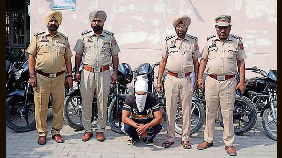 The accused in custody of Ludhiana police on Sunday (HT Photo)