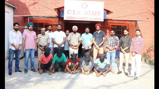 The accused in the police custody in Jalandhar on Sunday. (HT photo)