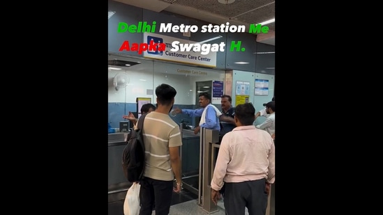 Snapshot of the fight that ensued at a Delhi Metro station. 