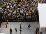 Stampede-like situations could be seen outside the stadium Stampede-like situations could be seen outside the stadium