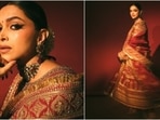 Deepika Padukone wore a sindoori red anarkali suit for the Ambani wedding. Deepika Padukone wore a sindoori red anarkali suit for the Ambani wedding.