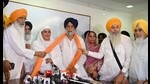 Gurpartap Singh Wadala along with other leaders in Chandigarh on Monday. (Ravi Kumar/HT) Gurpartap Singh Wadala along with other leaders in Chandigarh on Monday. (Ravi Kumar/HT)