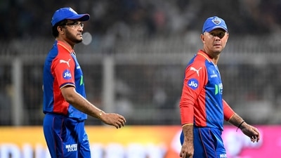 Delhi Capitals's Director of Cricket and mentor Sourav Ganguly (L) with former head coach Ricky Ponting. (AFP) Delhi Capitals's Director of Cricket and mentor Sourav Ganguly (L) with former head coach Ricky Ponting. (AFP)