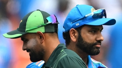 India captain Rohit Sharma with Pakistan captain Babar Azam. (AFP) India captain Rohit Sharma with Pakistan captain Babar Azam. (AFP)