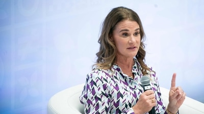 US philanthropist Melinda French Gates speaks during a panel at the annual spring meetings at the International Monetary Fund (IMF) headquarters in Washington, DC. (AFP) US philanthropist Melinda French Gates speaks during a panel at the annual spring meetings at the International Monetary Fund (IMF) headquarters in Washington, DC. (AFP)