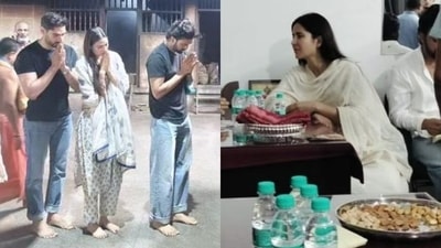 Ahan Shetty, Athiya Shetty and KL Rahul, apart from Katrina Kaif visited the temple. Ahan Shetty, Athiya Shetty and KL Rahul, apart from Katrina Kaif visited the temple.