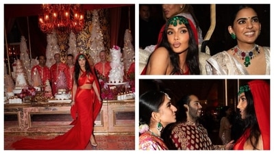 Kim Kardashian has posted photos from the Ambani wedding on Instagram. Kim Kardashian has posted photos from the Ambani wedding on Instagram.