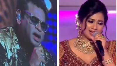 AR Rahman and Shreya Ghoshal perform at the Ambani wedding reception AR Rahman and Shreya Ghoshal perform at the Ambani wedding reception