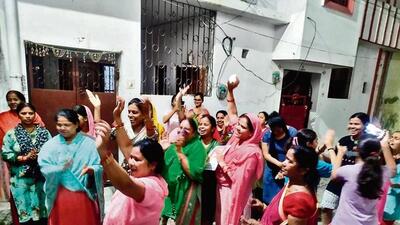 Rahimnagar residents celebrate in Lucknow after chief minister Yogi Adityanath’s assurance. (SOURCED) Rahimnagar residents celebrate in Lucknow after chief minister Yogi Adityanath’s assurance. (SOURCED)